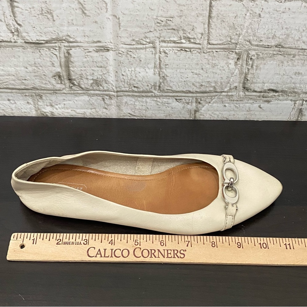 COACH “Ondrea” Off White Ecru Leather CC Logo Pointy Toe Ballet Flats Size 9B - Picture 7 of 14